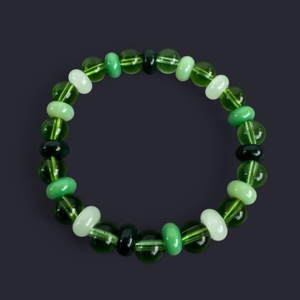 Shades of Green Glass Bead Bracelet